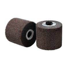 3M Scotch-Brite SB55750 high strength non-woven flap wheel, 4.5 inch by 4 inch, medium grit for finishing and polishing.