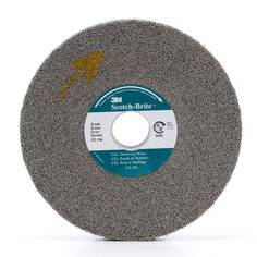 3M Scotch-Brite SB95493 EXL Deburring Wheel, 6-inch non-woven wheel with fine abrasive for metal finishing and deburring.