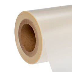 3M 7745FL matte clear polyester overlaminate label material roll, 6-inch by 1668-foot length for durable label protection.