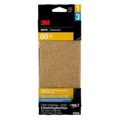 3M 03035NA-M - 3-2/3 Inch x 9 Inch Aluminum Oxide 80 Grit Plain Non-Vacuum Abrasive Paper Strip 7000120038 - eGrimesDirect