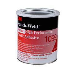 3M Scotch-Weld 1099-1GAL nitrile plastic adhesive in tan, high-performance adhesive gallon container for strong bonds in various plastics.