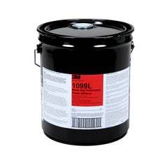 3M Scotch-Weld 1099L nitrile plastic adhesive in a tan 5-gallon pail with pour spout for high-performance bonding.