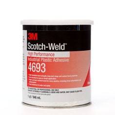 3M Scotch-Weld 4693 industrial plastic adhesive in clear, 1 quart (0.95 L) for high-performance bonding of plastics.