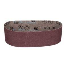 3M AB66617 portable sanding belt, 3 inch by 24 inch, 50 grit aluminum oxide abrasive, heavy cotton backing for grinding and finishing.