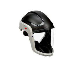 3M Versaflo M-307 hardhat assembly with visor and face seal, compatible with powered respirators, for protective headgear.