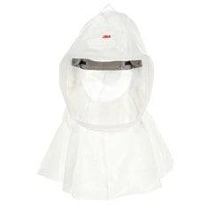 White 3M Versaflo S-433S-5 hood with integrated head suspension for powered respirators, small/medium size.