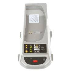3M Versaflo TR-340 battery charger cradle for powered air turbo unit and Speedglas respirator, shown with compatible respiratory equipment.