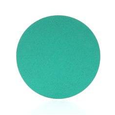 Self-Adhesive Paper PSA Discs by 3M, 8-inch aluminum oxide abrasive discs, non-vacuum, green color for surface finishing.