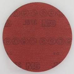 Self-adhesive PSA discs by 3M, 5-inch aluminum oxide abrasive discs for surface grinding and finishing.