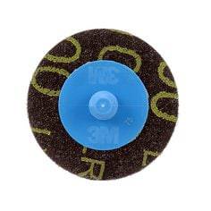 3M 2-inch Quickchange Roloc cloth disc with 100 grit ceramic alumina abrasive for surface grinding and finishing.