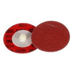 3M Cubitron II 2-inch quickchange disc with 60+ grit ceramic alumina, precision-shaped, durable edge for grinding and surface finishing.