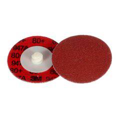3M Cubitron II 3-inch quickchange ceramic abrasive disc with 80+ grit, precision-shaped edge for durable grinding and surface finishing.