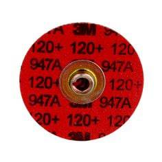 3M Cubitron II 3-inch Quickchange Roloc disc with 120+ grit ceramic abrasive, durable edge for precision grinding and shaping.