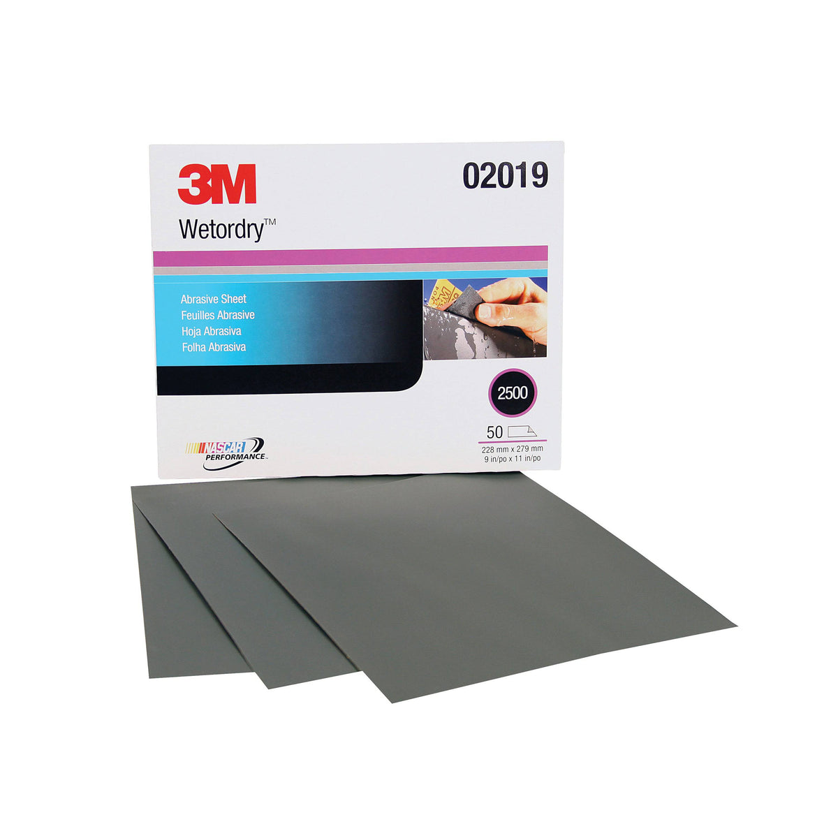 3M Wetordry Sandpaper sheet with 2500 grit silicon carbide, 9x11 inches, suitable for fine sanding and polishing tasks.