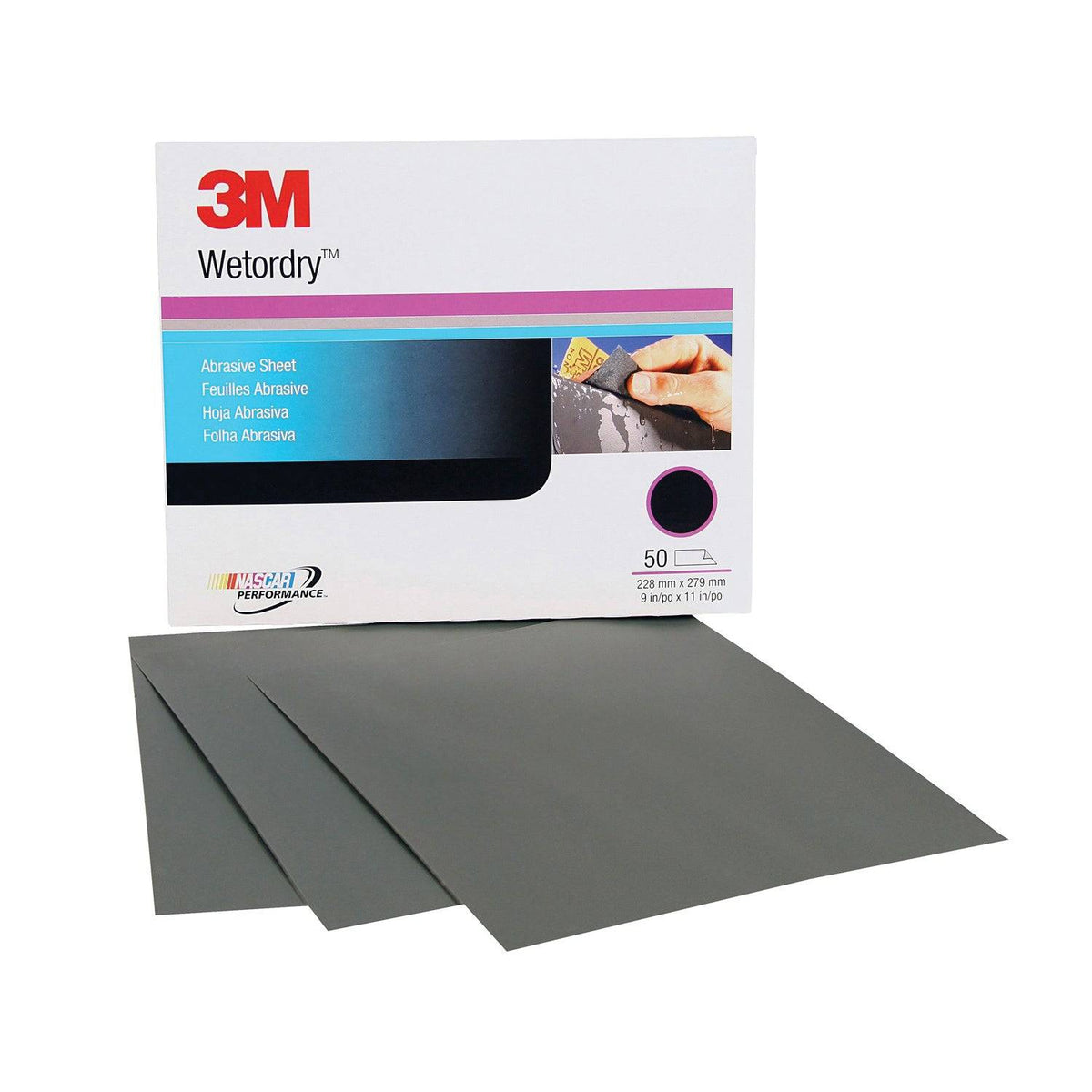 3M Wetordry 220 Grit Aluminum Oxide Sandpaper, 9x11 inch regular sanding sheet for smooth surface finishing.