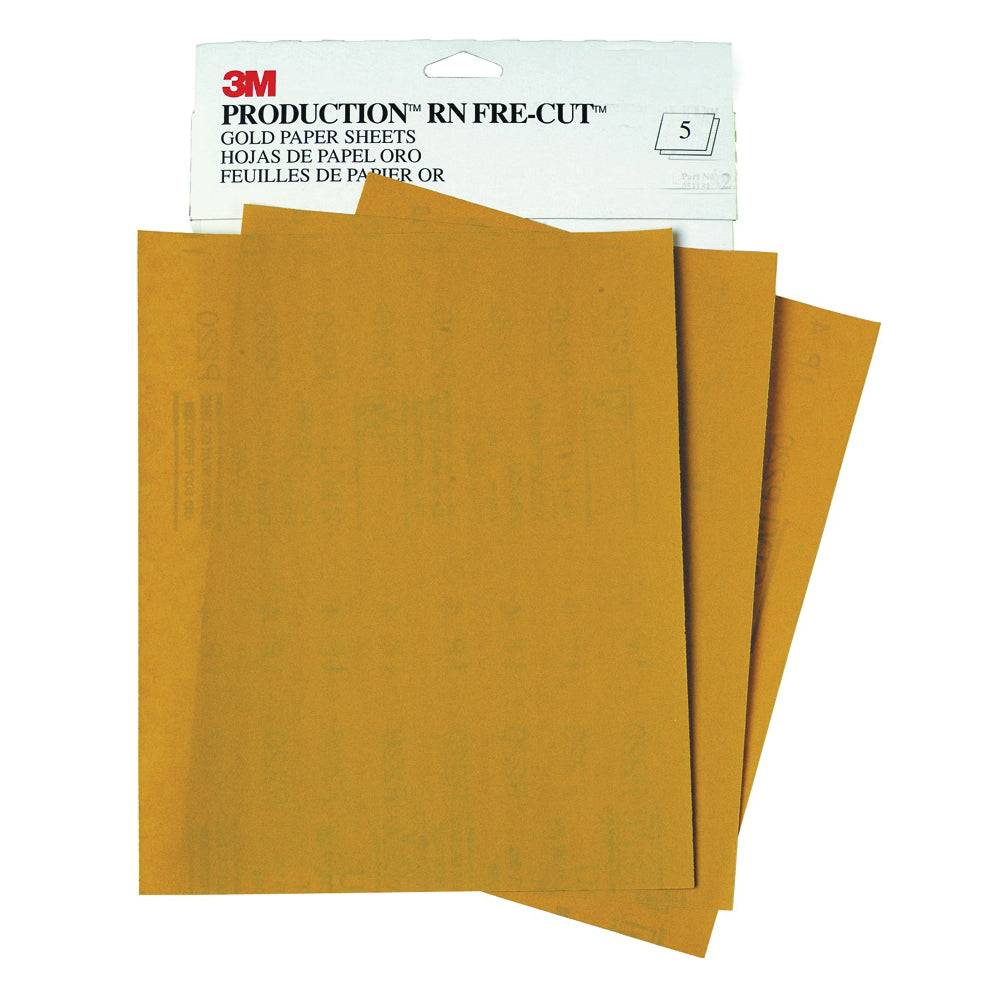 3M 02547 Production Resinite Gold 120 Grit Aluminum Oxide Sanding Sheets, 9x11 inches, regular paper sanding sheets for woodworking.