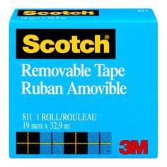3M Scotch 811-18BXD - Scotch Magic Removable Tape 811 19 mm x 33 m (3/4 in x 36 Yd) 7000125300 - eGrimesDirect