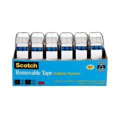 3M Scotch Magic Removable Tape 811, 19mm x 33m, in dispenser, ideal for temporary mounting and label protection.