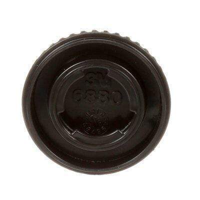 Black 3M 6880 bayonet cap for respiratory system component, part of respirator accessories, with secure bayonet attachment.