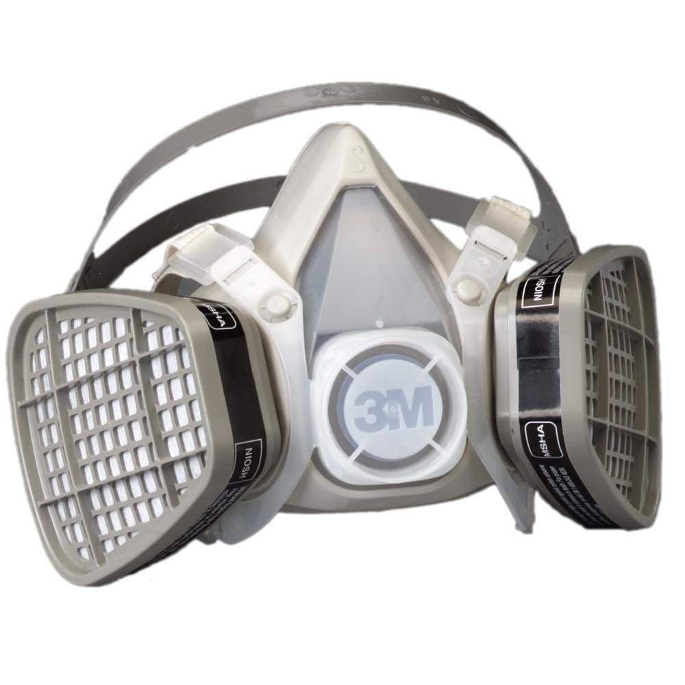 3M 5101 Organic Vapour Respirator Assembly in small size, showing the mask and adjustable straps for respiratory protection.