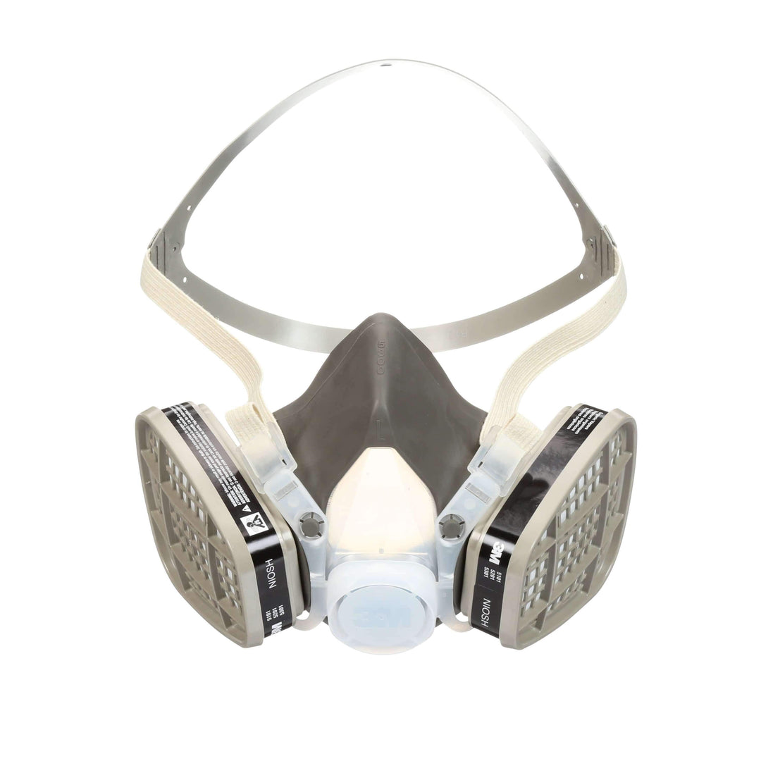 3M 5301 Organic Vapour Respirator Assembly in large size with adjustable straps and filter cartridge for respiratory protection.