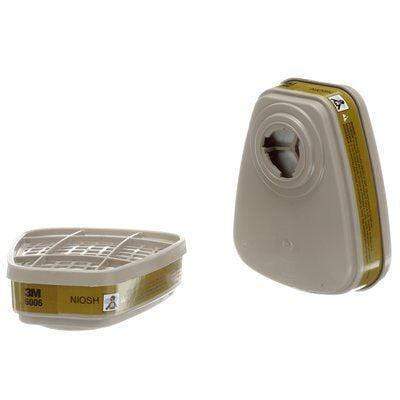 3M 6006 multi-gas and vapour respirator cartridge installed in a safety mask, designed for protection against hazardous gases and vapours.