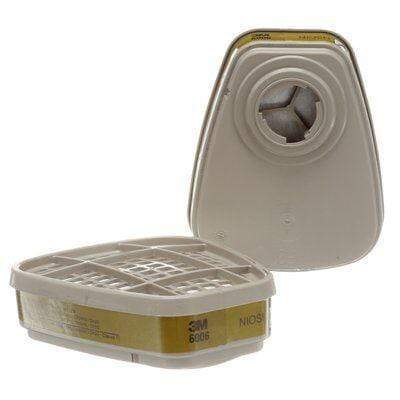 3M 6006 multi-gas and vapour respirator cartridge, used for protective respiratory equipment, shown in the image.