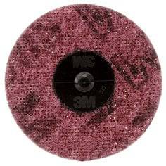 3M Scotch-Brite Roloc surface conditioning disc, 3-inch, no hole, medium grit for grinding and finishing applications.