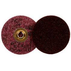 3M Scotch-Brite Roloc surface conditioning disc, 3-inch, medium grit, no hole, for grinding and finishing tasks.