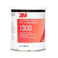 3M Scotch-Weld 1300 Neoprene Rubber & Gasket Adhesive in yellow, 1 quart container, high-performance adhesive for rubber and gaskets.