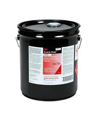 3M Scotch-Weld S/G-847H-5 nitrile rubber and gasket adhesive in brown, shown in a 5-gallon pail, high-performance rubber adhesive.
