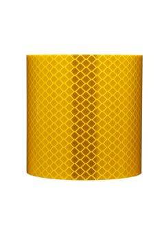 3M Diamond Grade 973-71NL yellow safety tape, flexible prismatic emergency vehicle series, 6 inch by 50 yards, for visibility.