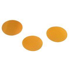 3M Diamond Grade amber safety reflectors, debossed 3-inch diameter, designed for high visibility safety tapes.