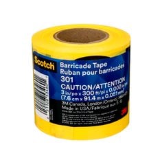3M Scotch 301 - Barricade Tape Yellow "Caution/Attention" (3 Inch x 300 ft) 7100117032 - eGrimesDirect