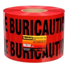 3M Scotch 369 - Buried Barricade Tape Red "Caution High Voltage Cable Buried Below" (6 Inch x 1000 ft) 7000133187 - eGrimesDirect