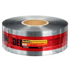 Red 3M Scotch 406 detectable buried barricade tape with caution message for electric lines, 3 inches by 1000 feet.