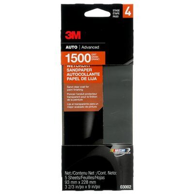 3M 03002NA - Silicon Carbide Sandpaper Sheets 1500 grit (3-2/3 in x 9 in) 7000120149 - eGrimesDirect