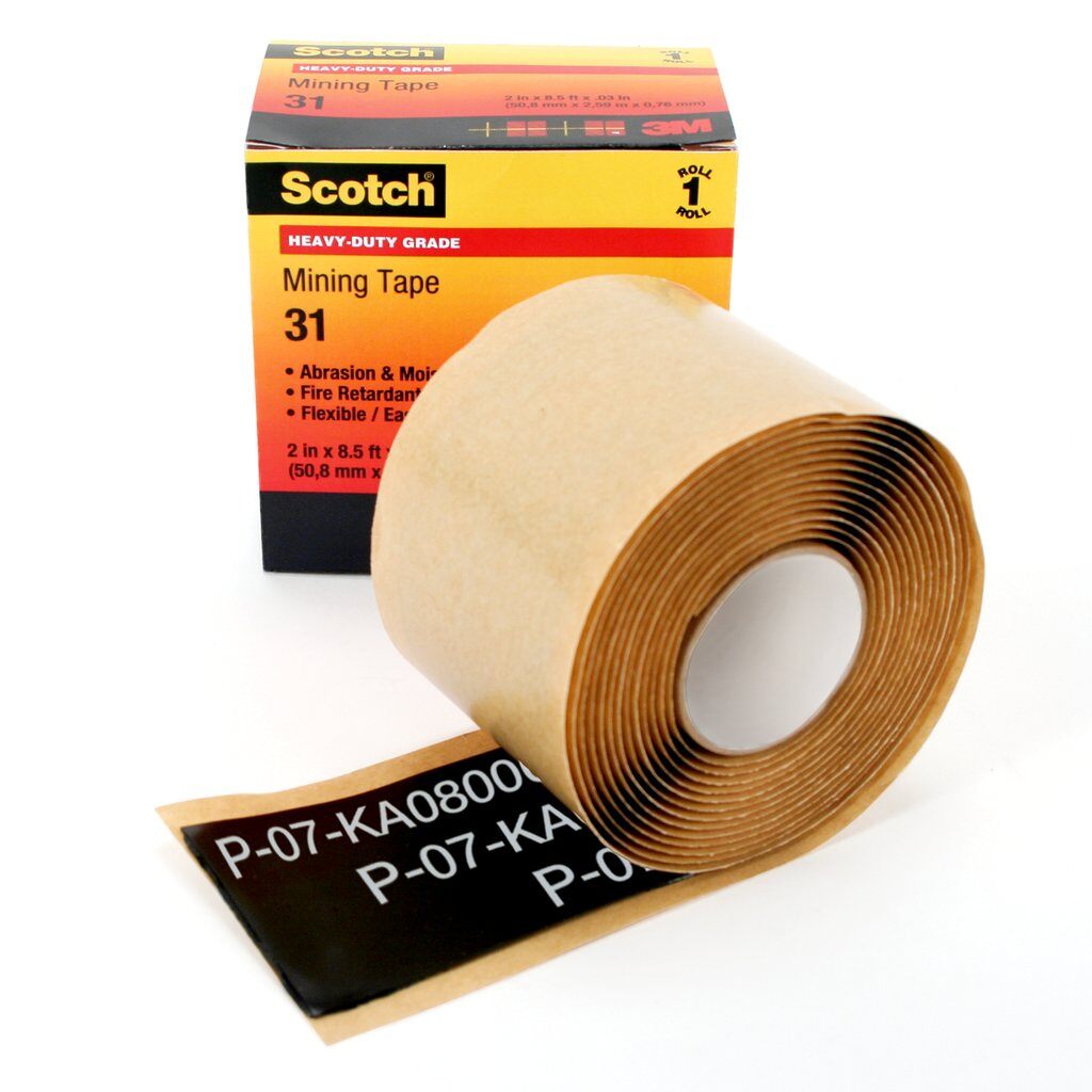 3M Scotch 31-2X8.5 - Heavy Duty Mining Tape 31 Black 60 Mil (2 Inch x 8.5 Ft) 7000031769 - eGrimesDirect