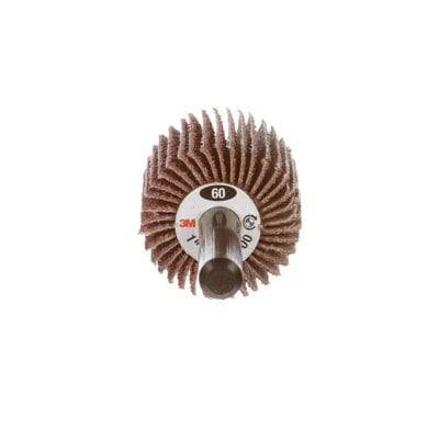 3M AB35475 aluminum oxide shank mounted flap wheel, 1x1x1/4 inch, 60 grit, designed for grinding and finishing applications.