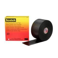 3M Scotch 23 Rubber Splicing Tape in black, 2-inch by 30 feet, with liner, 30 mil thickness, used for electrical splicing.