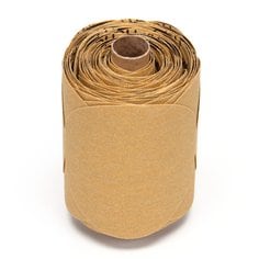 3M PSA self-adhesive paper discs, 5-inch, aluminum oxide, 400 grit, shown in a roll for sanding and grinding applications.