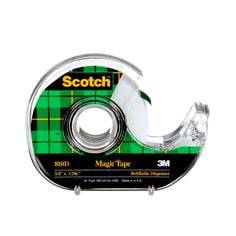 3M Scotch Magic Tape with refillable dispenser, 0.75 inch x 36 yards, clear adhesive tape for office and craft use.