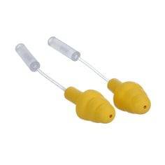 Yellow 3M E-A-Rsoft Ultrafit Probed Test Plugs, ear protection test plugs, shown in a close-up image.