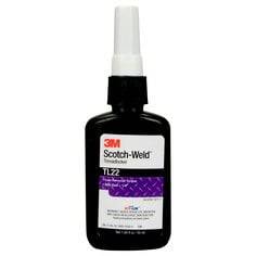 3M Scotch-Weld TL22 purple threadlocker in 50 ml bottle, used for fastening and locking threaded fasteners.