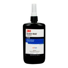 3M Scotch-Weld TL42 blue threadlocker in 250ml bottle, industrial adhesive for locking and sealing threaded fasteners.