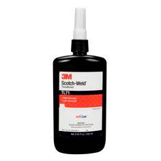 3M Scotch-Weld TL71 red threadlocker in a 250ml bottle, used to secure and seal threaded fasteners effectively.