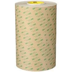 3M 467MP-12X180 clear adhesive transfer tape in a 12-inch by 180-yard roll, used for bonding and mounting applications.