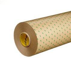 3M 9502-24X180 clear adhesive transfer tape, 2 mil thickness, shown in a roll measuring 24 inches by 180 yards.