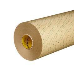 3M 9667MP clear adhesive transfer tape, 2 mil, 24 inch x 180 yards, shown rolled with clean edges and smooth surface.