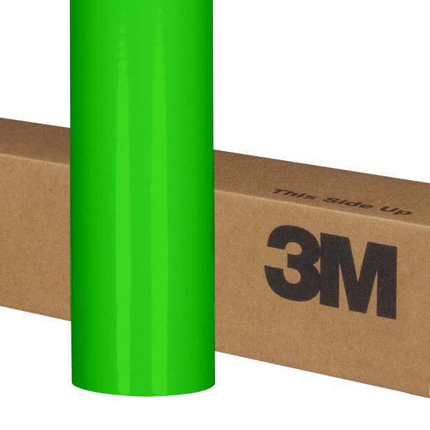 3M Scotchcal 3630-136 translucent graphic film in lime green, 48-inch by 50-yard roll, ideal for vibrant signage and displays.